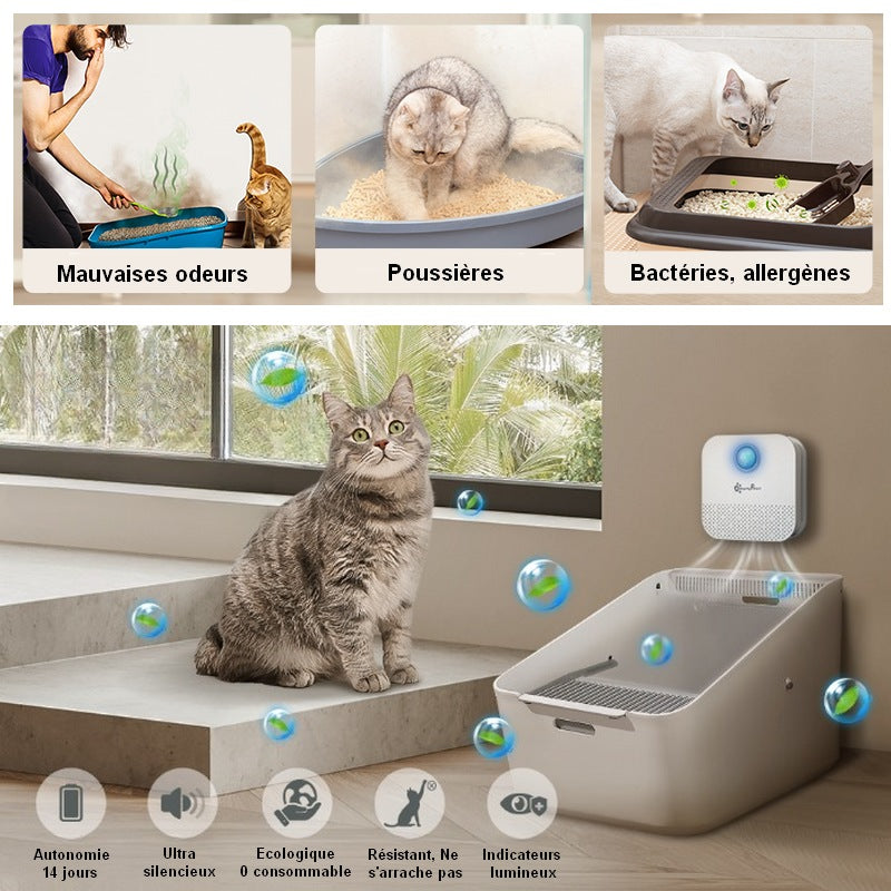 Désodorisant litière de chat et purificateur ioniseur d'air FRESH LITTER 🌺🌊