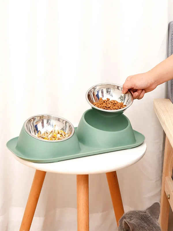 Double gamelle inclinée pour chat Inox COOL MEAL👨‍🍳🥣