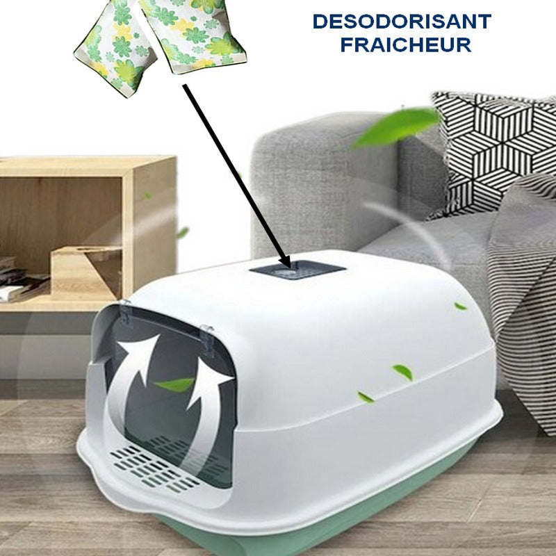 Bac à litière fermé POOP BOX, maison de toilette pour chat discrète élégante 🏠🧻