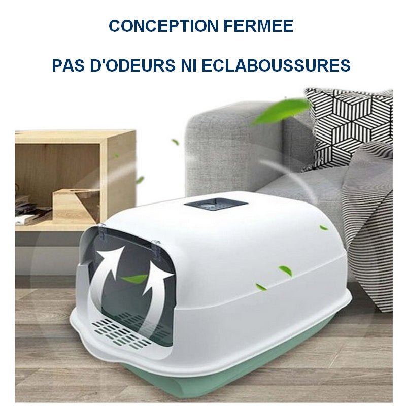 Bac à litière fermé POOP BOX, maison de toilette pour chat discrète élégante 🏠🧻