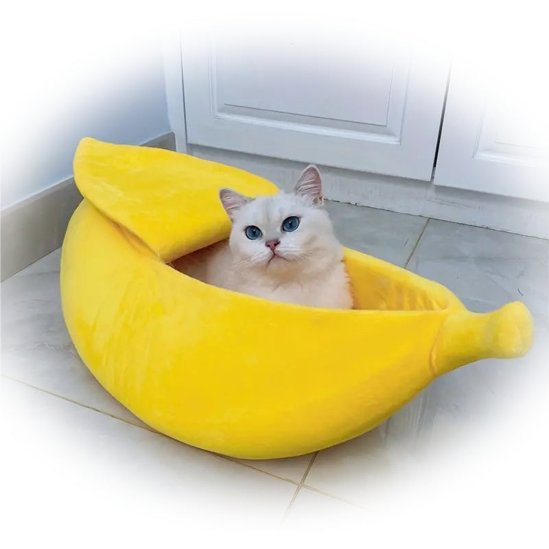 Panier niche BANANA CAT : pour les siestes confortables bien caché 😻🍌