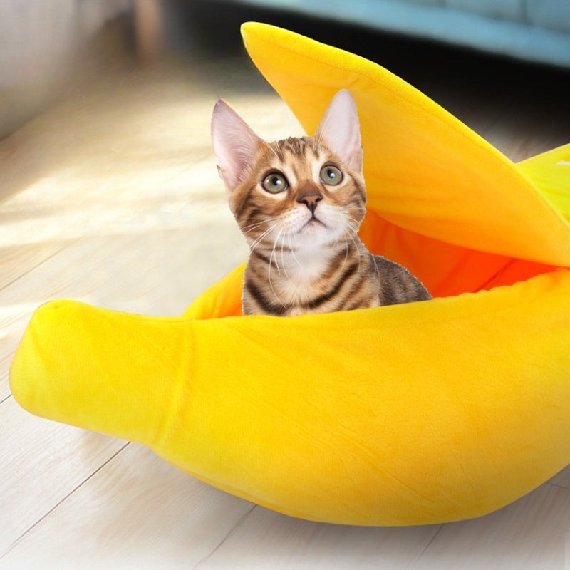 Panier niche BANANA CAT : pour les siestes confortables bien caché 😻🍌