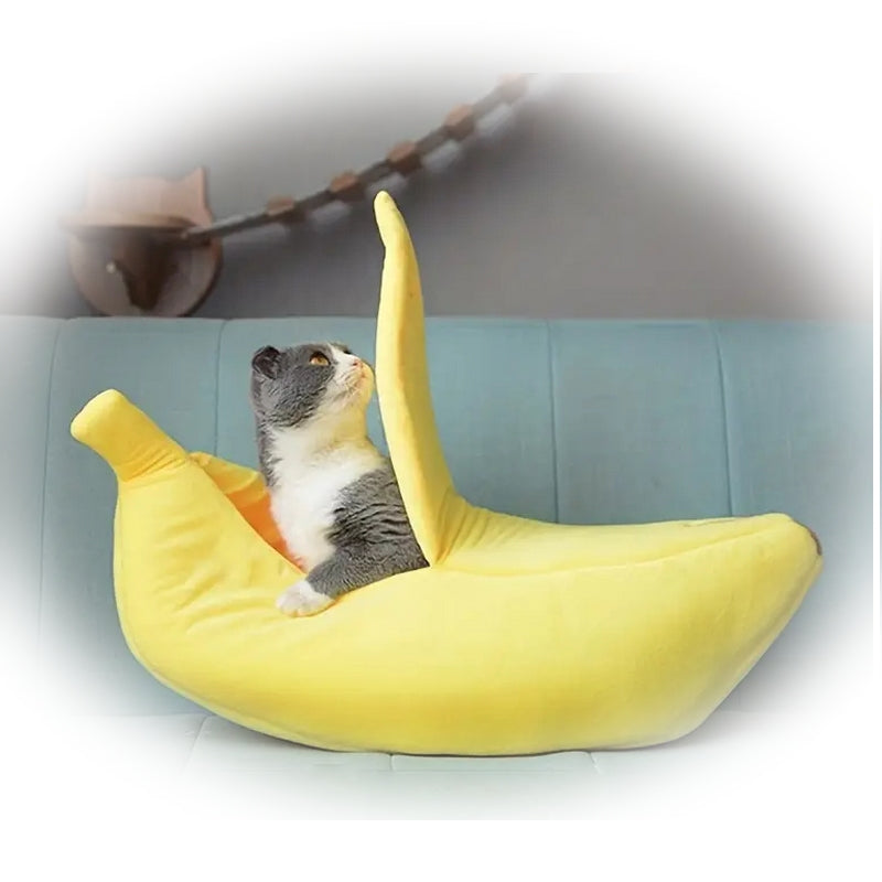 Panier niche BANANA CAT : pour les siestes confortables bien caché 😻🍌