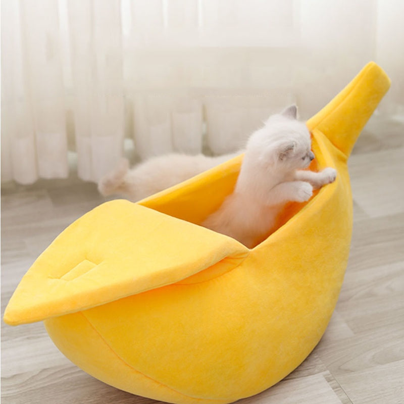 Panier niche BANANA CAT : pour les siestes confortables bien caché 😻🍌