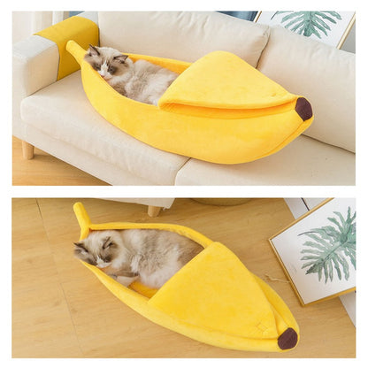 Panier niche BANANA CAT : pour les siestes confortables bien caché 😻🍌