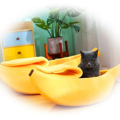 Panier niche BANANA CAT : pour les siestes confortables bien caché 😻🍌