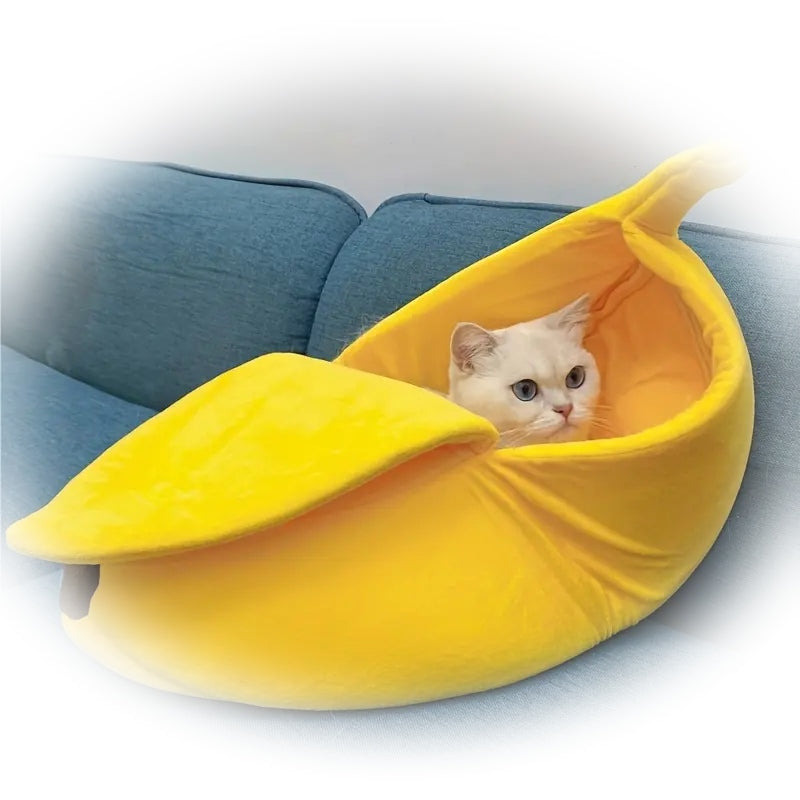 Panier niche BANANA CAT : pour les siestes confortables bien caché 😻🍌