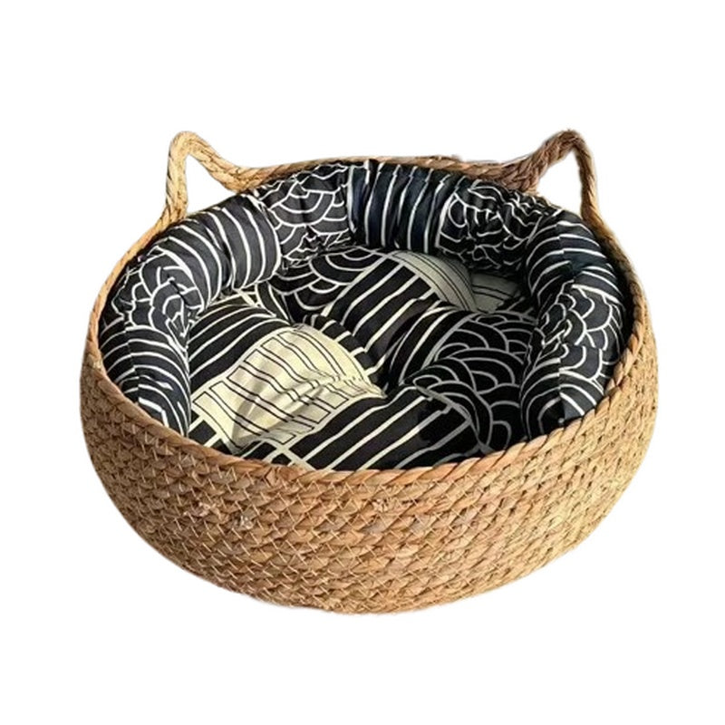 Panier rond en osier pour chat CHIC BED : confort et élégance naturelle 🛌🏻✨