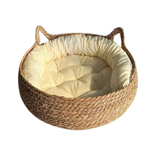 Panier rond en osier pour chat CHIC BED : confort et élégance naturelle 🛌🏻✨