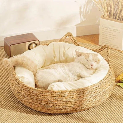 Panier rond en osier pour chat CHIC BED : confort et élégance naturelle 🛌🏻✨