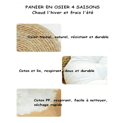 Panier rond en osier pour chat CHIC BED : confort et élégance naturelle 🛌🏻✨