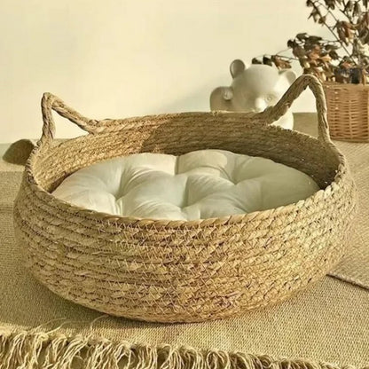 Panier rond en osier pour chat CHIC BED : confort et élégance naturelle 🛌🏻✨