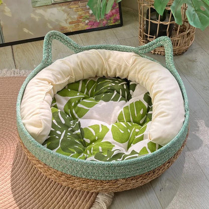 Panier rond en osier pour chat CHIC BED : confort et élégance naturelle 🛌🏻✨