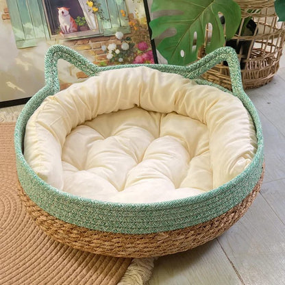 Panier rond en osier pour chat CHIC BED : confort et élégance naturelle 🛌🏻✨