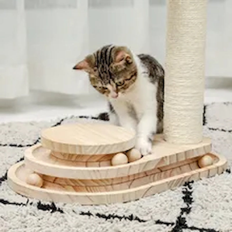 Poteau griffoir et jeu interactif à boules pour chat ROLL SCRATCHER Pour chasser l'ennui ! 🔘🐾