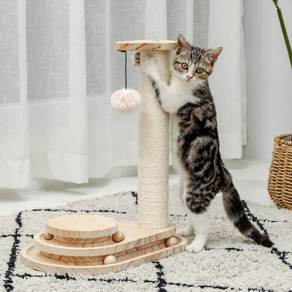 Poteau griffoir et jeu interactif à boules pour chat ROLL SCRATCHER Pour chasser l'ennui ! 🔘🐾