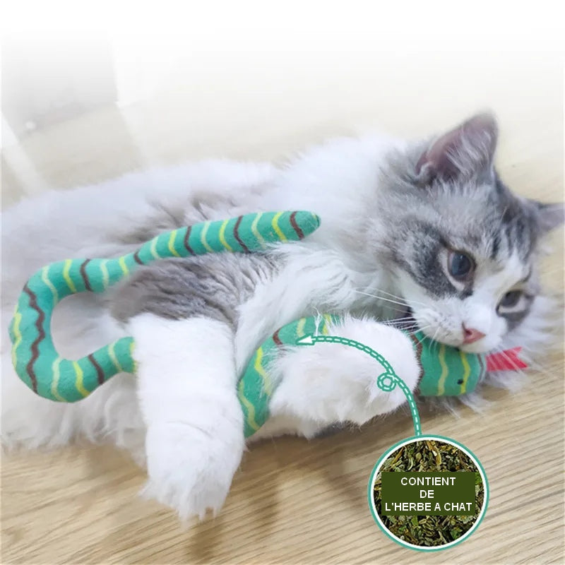 Jouet serpent en peluche pour chat COOL SNAKE à mâcher. Pour chasseur de salon 😻🐍